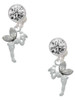 Silver Plated Small Fairy with Clear Wings - Crystal Clip on Earrings: Color Choice - Red, Green, Blue, Purple, Pink, Clear, Black