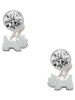 Silver Plated Mini Scottie Dog - Crystal Clip on Earrings: Color Choice - Red, Green, Blue, Purple, Pink, Clear, Black