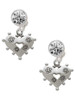 Silver Plated Large Heart with Flowers - Crystal Clip on Earrings