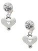 Silver Plated Large Heart with Cutout - Crystal Clip on Earrings