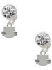 Silver Plated Mini Cat Face with Whiskers - Crystal Clip on Earrings