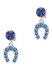 Silver Plated Blue Crystal Horseshoe - Crystal Clip on Earrings
