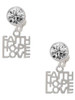 Silver Plated Faith Hope Love - Crystal Clip on Earrings