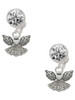 Silver Plated Small Angel with Heart - Crystal Clip on Earrings