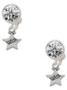 Silver Plated Mini ''Wish'' Star - Crystal Clip on Earrings: Color Choice - Red, Green, Blue, Purple, Pink, Clear, Black