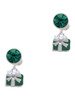 Silver Plated Small Green Enamel Present - Crystal Clip on Earrings