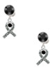 Silver Plated Scroll Ribbon with Black Crystal - Crystal Clip on Earrings