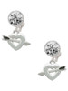 Silver Plated Heart with Arrow - Crystal Clip on Earrings