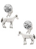 Silver Plated Standing Horse - Crystal Clip on Earrings: Color Choice - Red, Green, Blue, Purple, Pink, Clear, Black