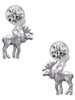 Silver Plated Moose - Crystal Clip on Earrings