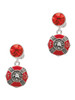 Silver Plated Red Enamel Fire Department Medallion - Crystal Clip on Earrings