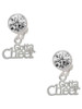 Silver Plated Gotta Cheer - Crystal Clip on Earrings: Color Choice - Red, Green, Blue, Purple, Pink, Clear, Black
