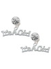 Silver Plated Large ''It's a Girl'' - Crystal Clip on Earrings: Color Choice - Red, Green, Blue, Purple, Pink, Clear, Black