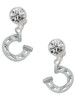 Silver Plated Horseshoe with Side Loop - Crystal Clip on Earrings
