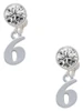 Silver Plated Number - 6 - Crystal Clip on Earrings