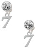 Silver Plated Number - 7 - Crystal Clip on Earrings