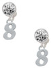 Silver Plated Number - 8 - Crystal Clip on Earrings: Color Choice - Red, Green, Blue, Purple, Pink, Clear, Black