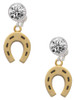 Gold-tone Horseshoe - Crystal Clip on Earrings: Color Choice - Red, Green, Blue, Purple, Pink, Clear, Black