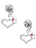 Silver Plated Open Heart with Nurse Hat - Crystal Clip on Earrings: Color Choice - Red, Green, Blue, Purple, Pink, Clear, Black