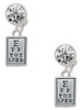 Silver Plated Eye Chart - Crystal Clip on Earrings