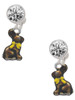 Silver Plated 3-D Chocolate Bunny - Crystal Clip on Earrings: Color Choice - Red, Green, Blue, Purple, Pink, Clear, Black