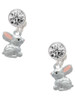 Silver Plated 3-D Bunny - Crystal Clip on Earrings