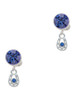 Silver Plated Mini Horseshoe with Blue Crystal - Crystal Clip on Earrings