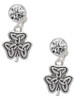 Silver Plated Shamrock with Celtic Knot - Crystal Clip on Earrings