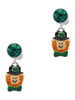 Silver Plated Small Leprechaun with Bow Tie - Crystal Clip on Earrings