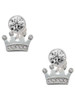 Silver Plated Crown with Clear Crystals - Crystal Clip on Earrings