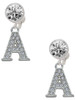 Silver Plated Crystal Initial - A - Crystal Clip on Earrings: Color Choice - Red, Green, Blue, Purple, Pink, Clear, Black