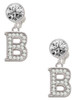 Silver Plated Crystal Initial - B - Crystal Clip on Earrings
