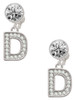 Silver Plated Crystal Initial - D - Crystal Clip on Earrings