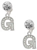Silver Plated Crystal Initial - G - Crystal Clip on Earrings