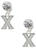 Silver Plated Crystal Initial - X - Crystal Clip on Earrings: Color Choice - Red, Green, Blue, Purple, Pink, Clear, Black