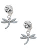 Silver Plated Small Dragonfly with Crystal - Crystal Clip on Earrings