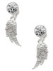 Silver Plated Textured Angel Wing - Crystal Clip on Earrings: Color Choice - Red, Green, Blue, Purple, Pink, Clear, Black