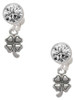 Silver Plated Mini Four Leaf Clover - Crystal Clip on Earrings: Color Choice - Red, Green, Blue, Purple, Pink, Clear, Black