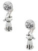 Silver Plated 2-D Dog - Crystal Clip on Earrings: Color Choice - Red, Green, Blue, Purple, Pink, Clear, Black