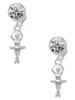 Silver Plated 3-D Ballerina - Crystal Clip on Earrings: Color Choice - Red, Green, Blue, Purple, Pink, Clear, Black