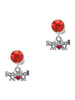 Silver Plated Basketball Mom with Red Heart - Crystal Clip on Earrings