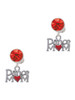 Silver Plated Dance Mom with Red Heart - Crystal Clip on Earrings