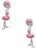 Silver Plated Flamingo with Dangle Legs - Crystal Clip on Earrings
