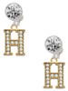 Gold-tone Crystal Initial - H - Crystal Clip on Earrings
