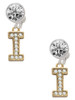 Gold-tone Crystal Initial - I - Crystal Clip on Earrings: Color Choice - Red, Green, Blue, Purple, Pink, Clear, Black