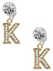 Gold-tone Crystal Initial - K - Crystal Clip on Earrings
