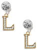 Gold-tone Crystal Initial - L - Crystal Clip on Earrings
