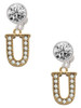 Gold-tone Crystal Initial - U - Crystal Clip on Earrings: Color Choice - Red, Green, Blue, Purple, Pink, Clear, Black