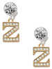 Gold-tone Crystal Initial - Z - Crystal Clip on Earrings