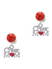 Silver Plated Cheer Mom with Red Heart - Crystal Clip on Earrings
